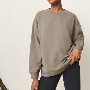 Reformation Drew Vintage Oversized Crewneck Sweatshirt Brown - Size M